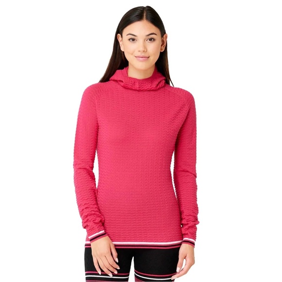 Krimson Klover Paulina Merino Wool Hoodie Sweater Dark Magenta Large Cozy Active - Picture 1 of 7